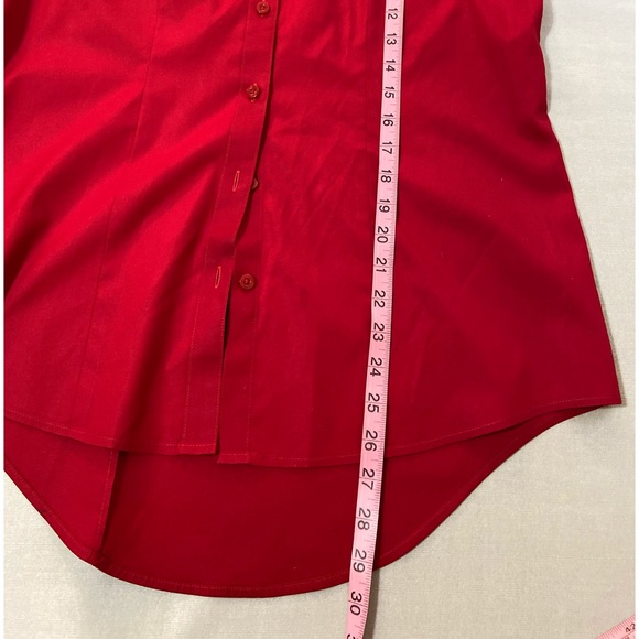 Chico’s BlouseSize 00 No Iron Long Sleeve Red Rhinestones NWT - Picture 7 of 9